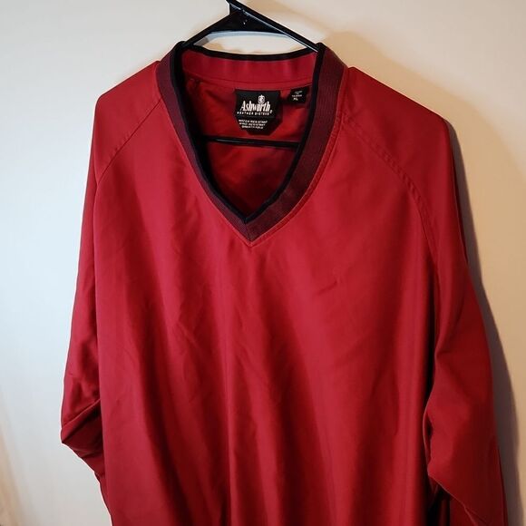 Ashworth Golf Weather Systems V-Neck Pullover Size XL Lined Wind Resistant Red - Picture 6 of 12